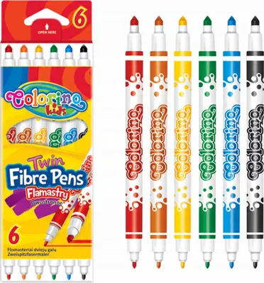 Zdjęcie produktu dla Flamastry dwustronne 6 kolorów Colorino
