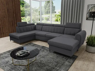 Obrázek produktu pro Sedačka na každodenní spaní do U LAKEWAY XL - šedá, pravý roh