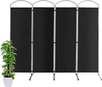 Produktbild von COSTWAY 221 x 188cm Raumteiler Trennwand, Paravent klappbar und abnehmbar, Sichtschutz 4 teilig, Room Divider Innen, aus Stoff, für mehr Privatsphäre und Flexibilität (Schwarz)