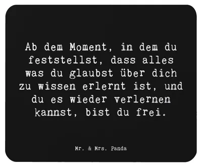 Produktbild von Mr. & Mrs. Panda Mauspad Spruch Erleuchtung und Freiheit - Schwarz - Geschenk, Motivation, Mousepad, Mut, innere Ruhe, Zitat, mausteppich, laptop, Veränderung, Mouse Pad