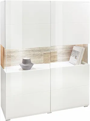 Produktbild von Highboard Tartu Kommode 121x37x153cm Farbe wählbar,Weiß / Eiche Sanremo