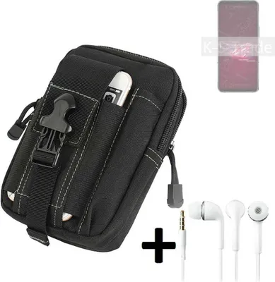 Produktbild von K-S-Trade Gürteltache + Kopfhörer kompatibel mit Asus ROG Phone 6 Gürtel Tasche Holster Schutz Hülle Handy Hülle  schwarz inkl. Extrafächer