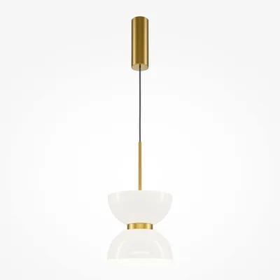 Produktbild von LED Hängelampe Glas Metall 3000 K warmweißes Licht 1300 lm Ø 22 cm H: max. 350 cm in Gold Weiß rund Modern