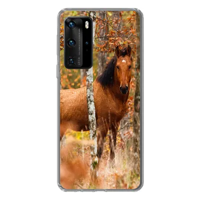 Produktbild von MuchoWow® Handyhülle Schutzhülle Hülle für Huawei P40 Pro Pferd - Wald - Braun Silikon Softcase Handy Hülle - Schutz