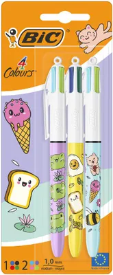 Produktbild von BIC Druckkugelschreiber 4 Colours Kawaii 3er Blister