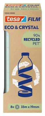 Produktbild von tesa® 59044-00000-00 Klebefilm PET Eco & Crystal - 19mm x 33m, klar, 8 Rolllen Tower