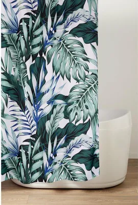Obrázok produktu pre Sprchový záves 180x200cm, polyester, zelené listy