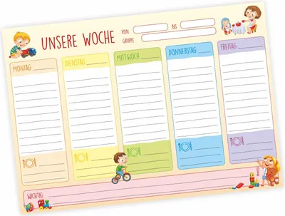 Produktbild von Wochenplaner A4 für Kita 50 Blatt zum abreißen für Erzieher