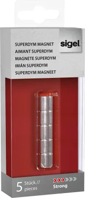 Image de Sigel® GL700 Aimants SuperDym C5 "Strong", design cylindrique, Ø 10 mm, 5 pièces