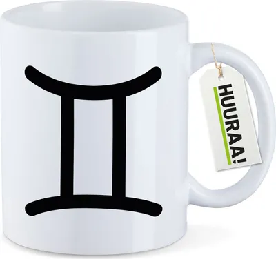 Produktbild von Huuraa Kaffeetasse Zwillinge Sternzeichen Zeichen 330ml Weiß Keramik Kaffeebecher Geschenkidee