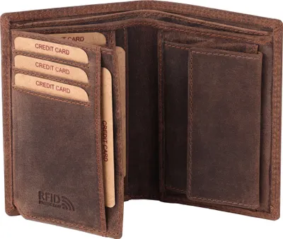 Produktbild von Benthill Herren Echt Leder Geldbörse - Geldbeutel mit RFID-Schutz - Slim Portemonnaie für Männer - Echtem Vintage Leder
