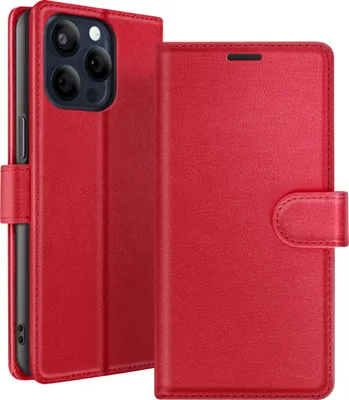 Produktbild von Zanaé, Portemonnaie Etui iPhone 15 Pro Ständer Magnetverschluss, Rot