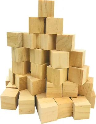 Imagen del producto de Bloques de madera de 2x2x2 cm, 70 unidades, en estado natural, para manualidades