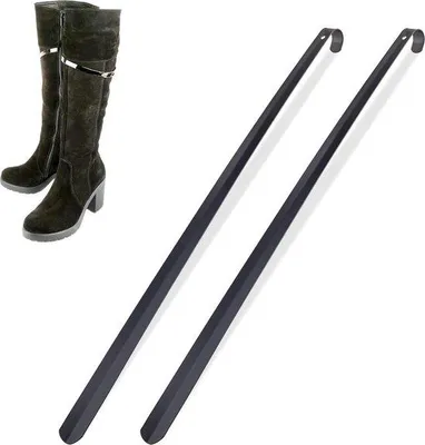 Produktbild von Famanu Schuhanzieher Set 2 Stück - 70 cm lang - Metall - Mit Aufhängeloch - Schwarz