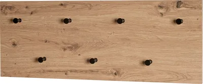 Produktbild von HAKU Wandgarderobe Eiche hell, schwarz - MDF, Metall, B/H/T: 80x30x5 cm