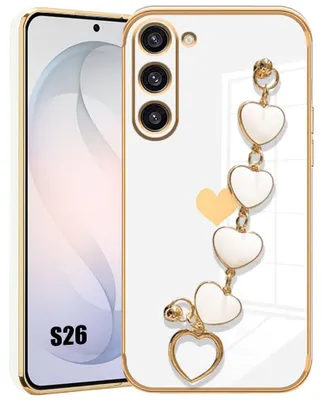 Image de Coque pour Samsung Galaxy S26, Protection Silicone Anti-Rayures avec Bracelet Coeur - Blanc