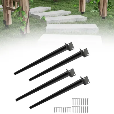 Obrázok produktu pre XINZI zemná objímka na drevené stĺpy 60 x 700 mm, pozinkovaná podpera stĺpov v tvare L, zemná objímka na záhradné projekty, čierna (4 ks)