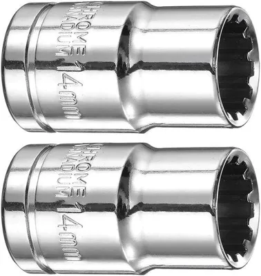 Obrázek produktu pro Sada dvou šroubováků z chromvanadiové oceli, 14 mm, pro použití s elektrickým nářadím, broušené, 12-stupňové