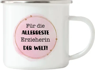 Produktbild von Für die allerbeste Erzieherin der Welt Emaille Tasse Geschenk Geburtstag Weihnachten Danke-Geschenk Abschied
