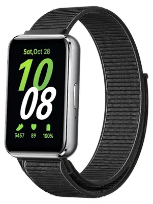 Produktbild von Für Samsung Galaxy Fit 3 Elastisches Design Sport gewebtes Nylon Ersatz Arm Band Schwarz