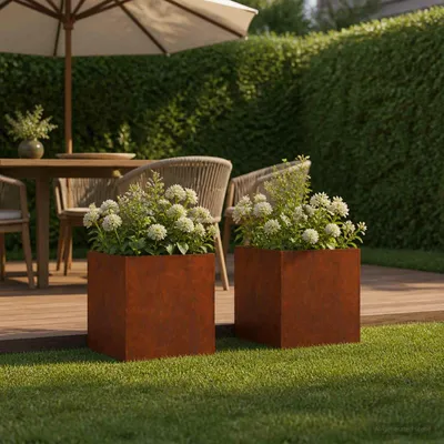 Image de Maison Exclusive - Lot de 2 pots de jardin, aspect rouille, 20 x 20 x 20 cm