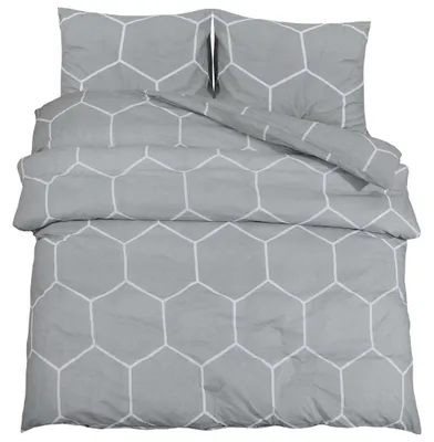 Image de vidaXL Ensemble de literie Gris 200x220 cm coton