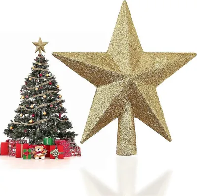 Produktbild von Christbaumspitze Stern - Weihnachtsbaumspitze - 20CM -  Sternförmiger Christbaumschmuck - Weihnachtsdeko - Baumspitze für Weihnachtsbaum