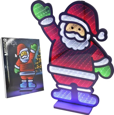 Image de Décoration miroir LED avec effet infini – Décoration lumineuse sur le thème du Père Noël