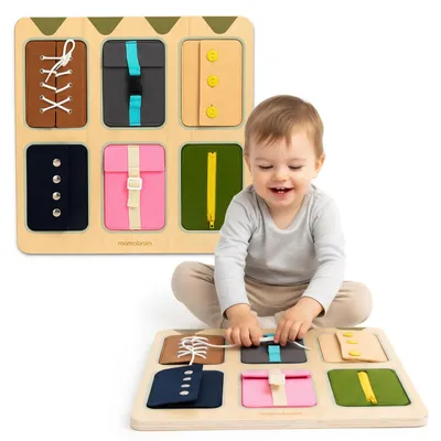 Produktbild von Montessori Spielzeug - Holz Motorikbrett - Sensorisches Busy Board - Lernspiel für Feinmotorik - Kinder 3–6 Jahre