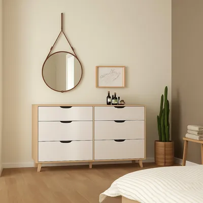Image de Chito - Buffet, 156x40x92h cm Chêne Brun, 6 Tiroirs