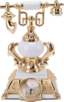 Image de Modèle de téléphone vintage Lampe de table Réveil Fonction Assemblage facile Modèle de téléphone décoratif pour la maison Café