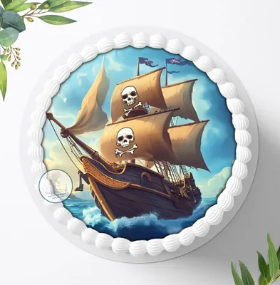 Produktbild von Für die Geburtstags Torte ein Tortenaufleger, Zuckerbild mit dem Motiv: Piraten, Essbares Foto für Torten, Fondant, Ø 20cm, 2176z