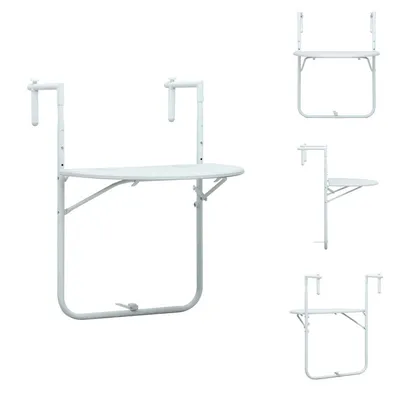 Image de vidaXL Table suspendue pour balcon blanche 60 x 64 x 83,5 cm Plastique aspect rotin -  Tables de jardin