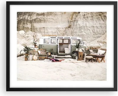 Produktbild von Gerahmtes Poster - Schwarzer Rahmen - Wohnmobil Boho Möbel - 50x40 cm - Wand Bild - Wanddeko - Wandbilder - Kunstposter - Wandposter - Bilderrahmen - Bilder - Kunstdruck - P2BAA50x40-4542