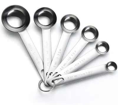 Productafbeelding van Messlepelset van 6 RVS - 1/8 TSP tot 1 TBLS