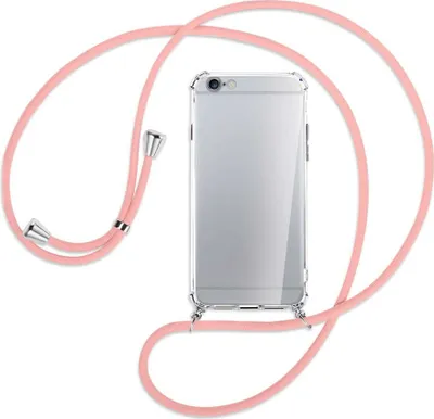 Produktbild von Handykette Backcover-Schutzhülle mit Band (Metall silberfarben) für Apple iPhone 6 / 6S - rosa