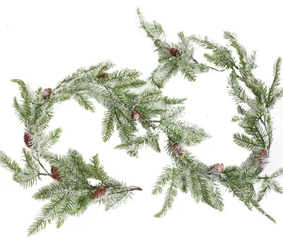 Image de Guirlande de Noël avec des cônes de pin et des baies rouges, 160 cm, décoration de sapin artificielle