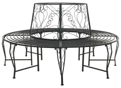 Obrázek produktu pro vidaXL Lavice ve tvaru stromu, 8 míst k sezení, Ø 160 x 89 cm, ocel, černá, kulatá