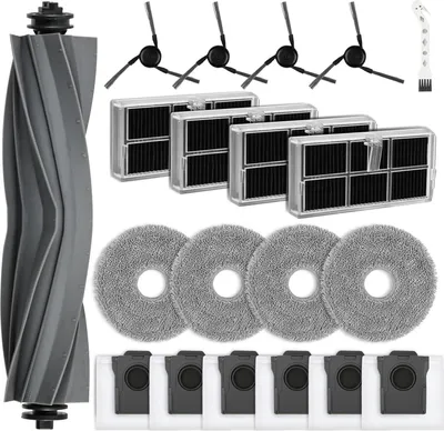 Produktbild von 20 Stück Zubehörset für Dreame X40 Ultra Complete / X40 Master / L40 Ultra Staubsauger, Ersatzteile 1 Hauptbürste 6 Staubbeutel 4 Wischpads 4 Aktivkohlefilter 4 Seitenbürste 1 Reinigungszubehör