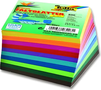 Produktbild von folia 8957 Faltblätter 70 g/m², 7,5 x 7,5 cm, Midi, 500 Blatt, 10 Farben, mehrfarbig