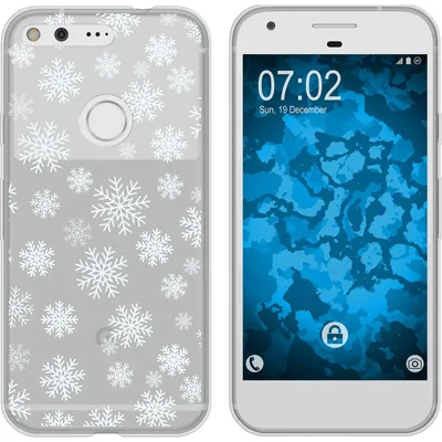 Produktbild von PhoneNatic Case kompatibel mit Google Pixel Silikon-Hülle X Mas Weihnachten Schneeflocken M2