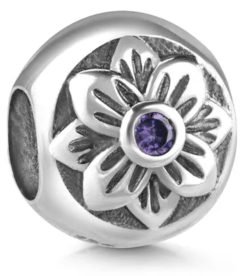 Produktbild von MATERIA by Matthias Wagner Silber Bead Blume mit lila Zirkonia 925 Sterling Silber antik 968