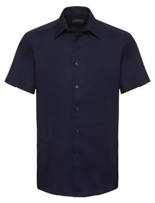 Produktbild von Russell Collection Oxford Herren Hemd, Kurzarm, pflegeleicht FK737 (48 cm) (Leuchtend Navy-Blau)