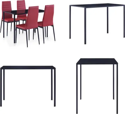 Produktbild von vidaXL 5 tlg. Essgruppe Weinrot - Esstisch Und Stühle - Esstische Und Stühle - Essgruppe - Essgruppen