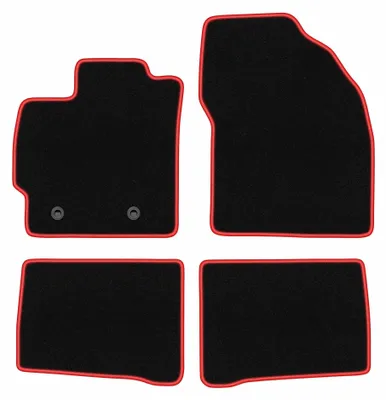 Productafbeelding van Velours automatten voor Toyota Prius III 2009-2011 (hatchback) – 4-delig, zwart/rood, op maat – Wielganizator CARLUX
