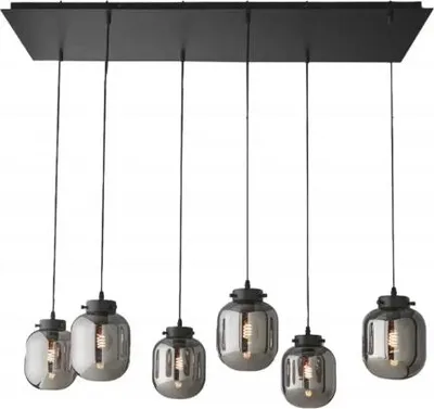 Image de Plafonnier Suspension pour salon Salle à manger 6 abat-jours en verre Noir
