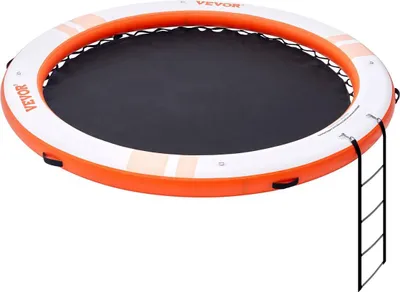 Produktbild von Aufblasbares Schwimmdock, ø10FT Aufblasbare Dockplattform mit ø8FT Trampolin-Netzpool, rutschfeste Schwimmplattform-Wassermatte mit tragbarer Tasche und abnehmbarer Leiter für Entspannung am Pool oder Strand