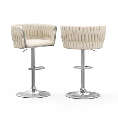 Produktbild von 2er Set Barhocker Barstuhl aus Samt 360° drehbar höhenverstellbar für Schlafzimmer, Küche, Esszimmer