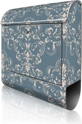 Produktbild von banjado Design Briefkasten Stahl silber mit Zeitungsfach pulverbeschichtet "Royal Creme Blau" 38x46x12,5cm & 2 Schlüssel - Postkasten A4 Einwurf inkl. Montagematerial [BK 11237]