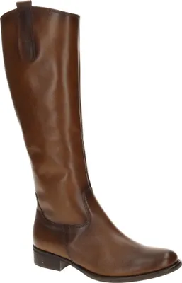 A single brown leather boot shown against a white background.